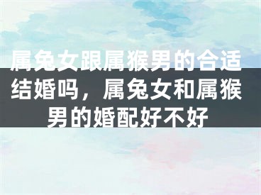 属兔女跟属猴男的合适结婚吗，属兔女和属猴男的婚配好不好