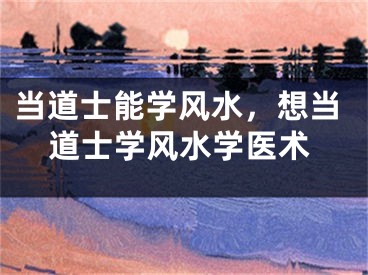 当道士能学风水，想当道士学风水学医术