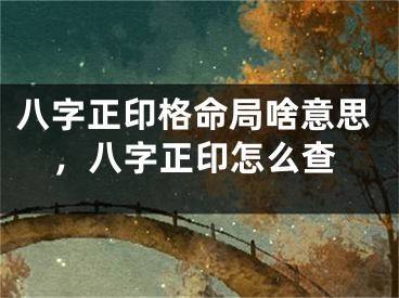 八字正印格命局啥意思，八字正印怎么查