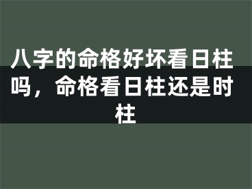 八字的命格好坏看日柱吗，命格看日柱还是时柱