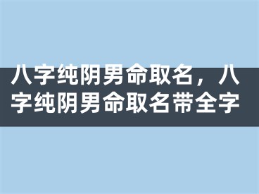 八字纯阴男命取名,八字纯阴男命取名带全字