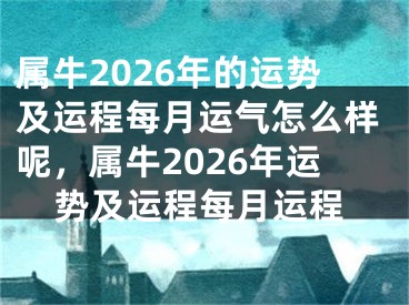 属牛2026年的运势及运程每月运气怎么样呢，属牛2026年运势及运程每月运程