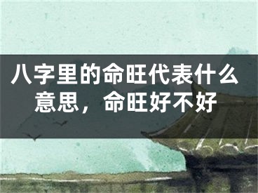 八字里的命旺代表什么意思，命旺好不好