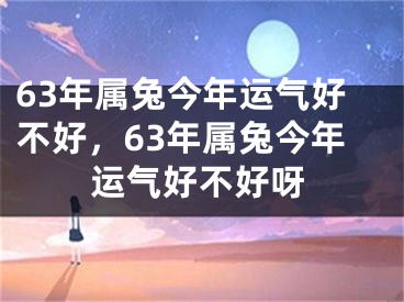 63年属兔今年运气好不好，63年属兔今年运气好不好呀