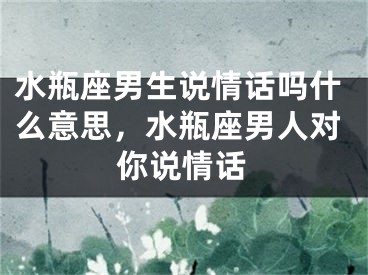 水瓶座男生说情话吗什么意思，水瓶座男人对你说情话