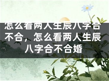 怎么看两人生辰八字合不合，怎么看两人生辰八字合不合婚
