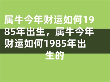 属牛今年财运如何1985年出生，属牛今年财运如何1985年出生的