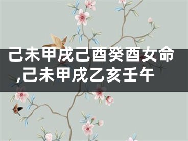 己未甲戌己酉癸酉女命,己未甲戌乙亥壬午