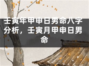 壬寅年甲申日男命八字分析,壬寅月甲申日男命