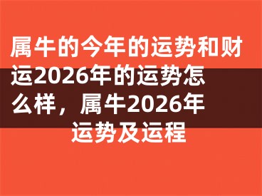 属牛的今年的运势和财运2026年的运势怎么样，属牛2026年运势及运程