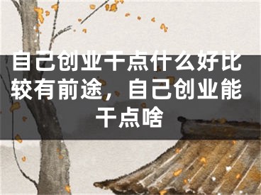 自己创业干点什么好比较有前途,自己创业能干点啥
