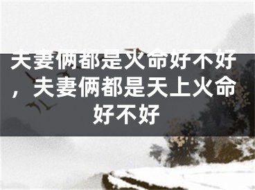 夫妻俩都是火命好不好，夫妻俩都是天上火命好不好