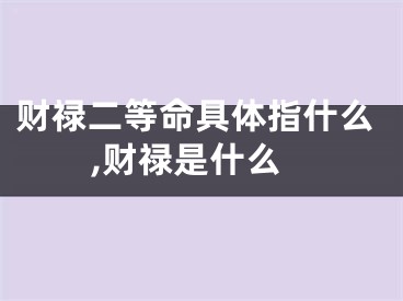 财禄二等命具体指什么,财禄是什么