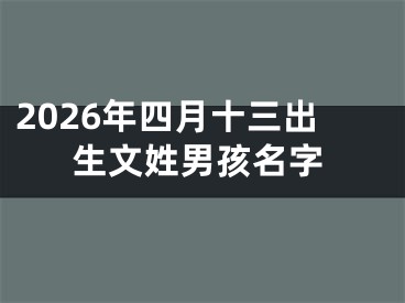 2026年四月十三出生文姓男孩名字