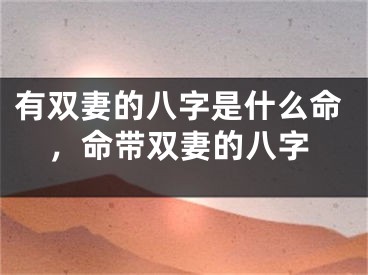 有双妻的八字是什么命，命带双妻的八字