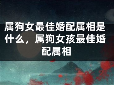 属狗女最佳婚配属相是什么，属狗女孩最佳婚配属相