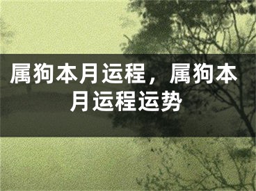 属狗本月运程，属狗本月运程运势