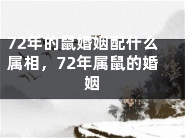 72年的鼠婚姻配什么属相，72年属鼠的婚姻