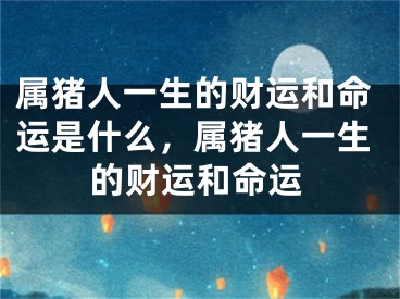 属猪人一生的财运和命运是什么，属猪人一生的财运和命运