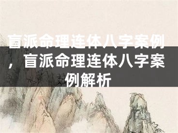 盲派命理连体八字案例，盲派命理连体八字案例解析