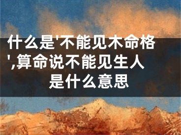 什么是'不能见木命格',算命说不能见生人是什么意思