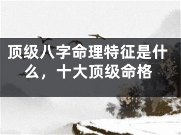 顶级八字命理特征是什么，十大顶级命格