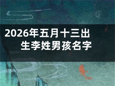 2026年五月十三出生李姓男孩名字