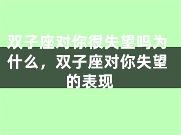 双子座对你很失望吗为什么，双子座对你失望的表现