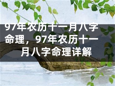 97年农历十一月八字命理，97年农历十一月八字命理详解