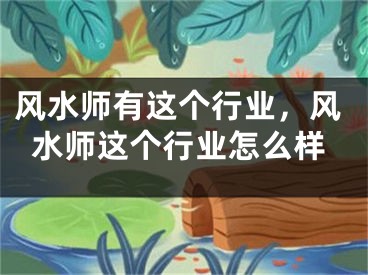 风水师有这个行业，风水师这个行业怎么样