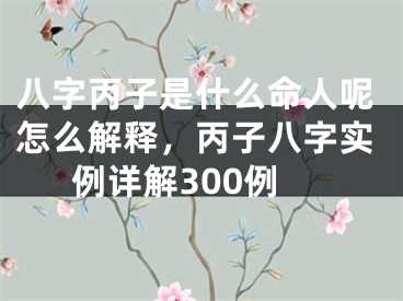八字丙子是什么命人呢怎么解释，丙子八字实例详解300例