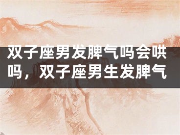 双子座男发脾气吗会哄吗，双子座男生发脾气