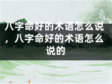 八字命好的术语怎么说，八字命好的术语怎么说的