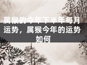属猴的今年下半年每月运势，属猴今年的运势如何