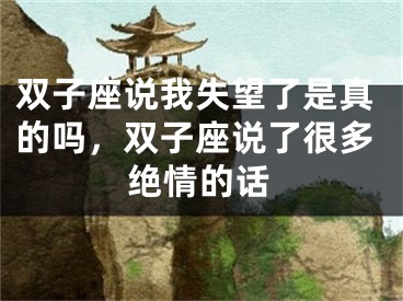双子座说我失望了是真的吗，双子座说了很多绝情的话
