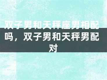 双子男和天秤座男相配吗，双子男和天秤男配对