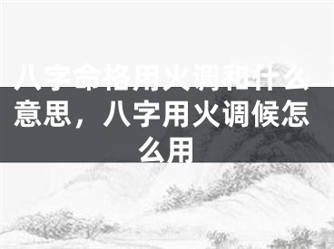 八字命格用火调和什么意思，八字用火调候怎么用