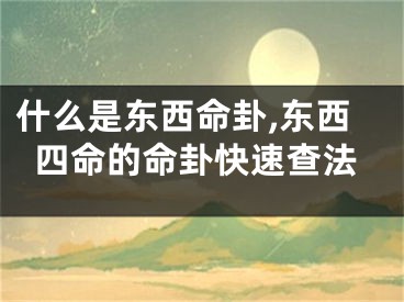 什么是东西命卦,东西四命的命卦快速查法