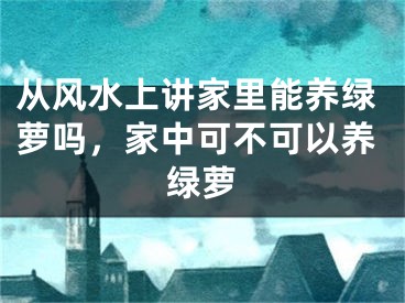 从风水上讲家里能养绿萝吗，家中可不可以养绿萝