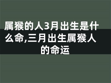 属猴的人3月出生是什么命,三月出生属猴人的命运
