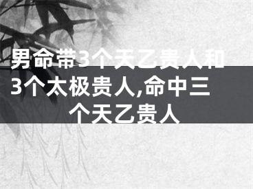 男命带3个天乙贵人和3个太极贵人,命中三个天乙贵人