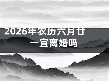 2026年农历六月廿一宜离婚吗