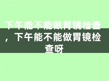 下午能不能做胃镜检查，下午能不能做胃镜检查呀