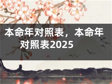 本命年对照表，本命年对照表2025