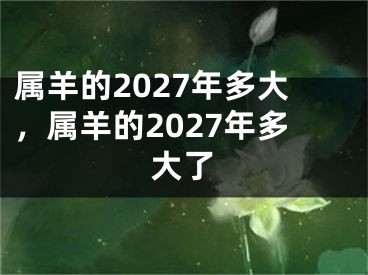 属羊的2027年多大，属羊的2027年多大了