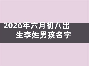 2026年六月初八出生李姓男孩名字
