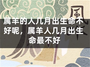 属羊的人几月出生命不好呢，属羊人几月出生命最不好
