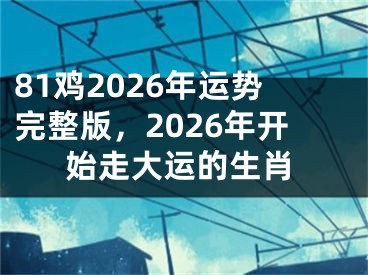 81鸡2026年运势完整版，2026年开始走大运的生肖