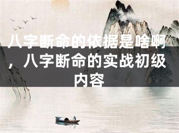八字断命的依据是啥啊，八字断命的实战初级内容