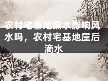 农村宅基地漏水影响风水吗，农村宅基地屋后滴水